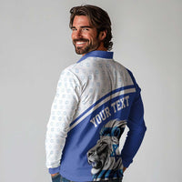 Personalized Israel Lion of Judah Long Sleeve Polo Shirt Flag and Coat of arms