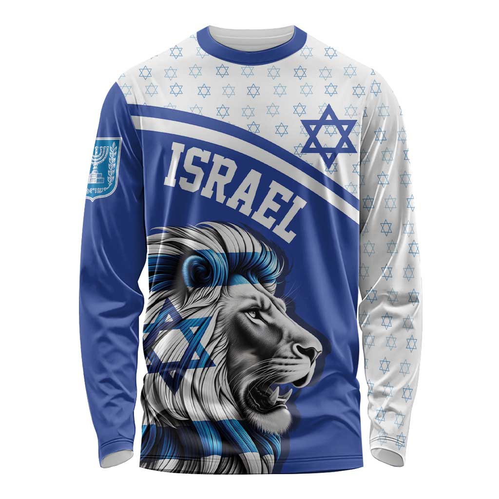 Personalized Israel Lion of Judah Long Sleeve Shirt Flag and Coat of arms