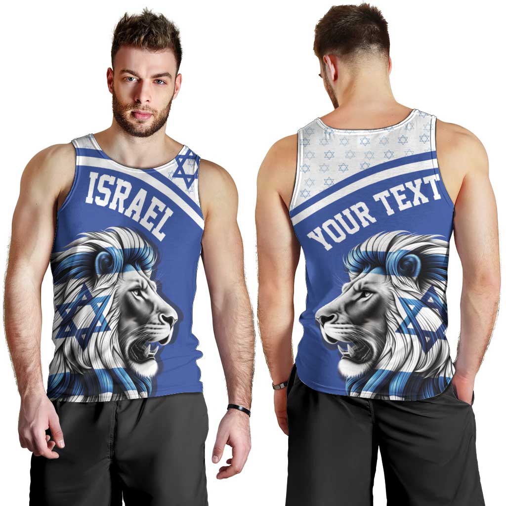 Personalized Israel Lion of Judah Men Tank Top Flag and Coat of arms