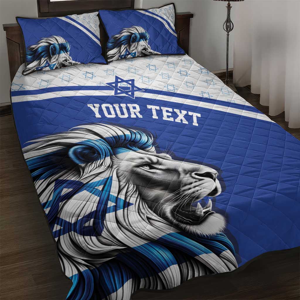 Personalized Israel Lion of Judah Quilt Bed Set Flag and Coat of arms