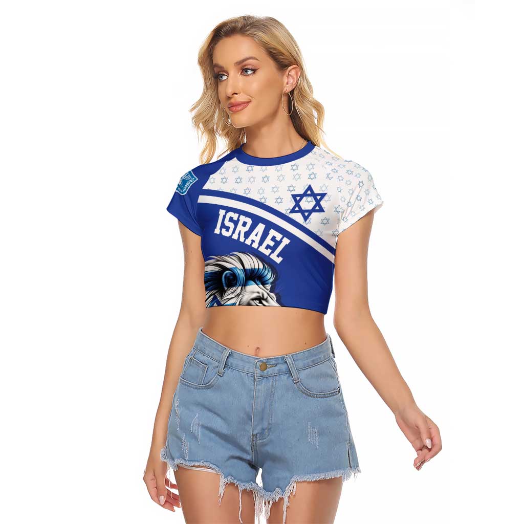 Personalized Israel Lion of Judah Raglan Cropped T Shirt Flag and Coat of arms