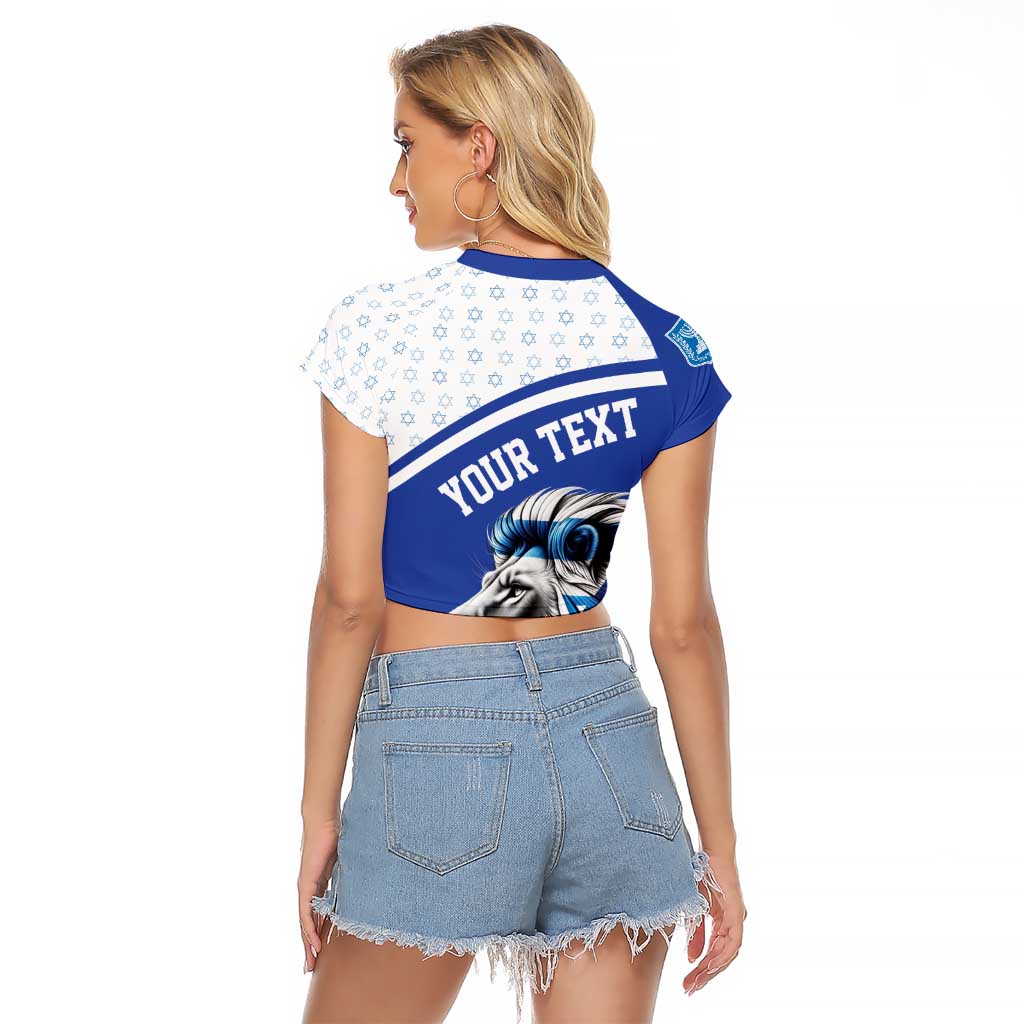 Personalized Israel Lion of Judah Raglan Cropped T Shirt Flag and Coat of arms