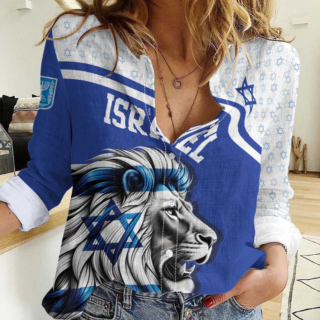 Personalized Israel Lion of Judah Women Casual Shirt Flag and Coat of arms