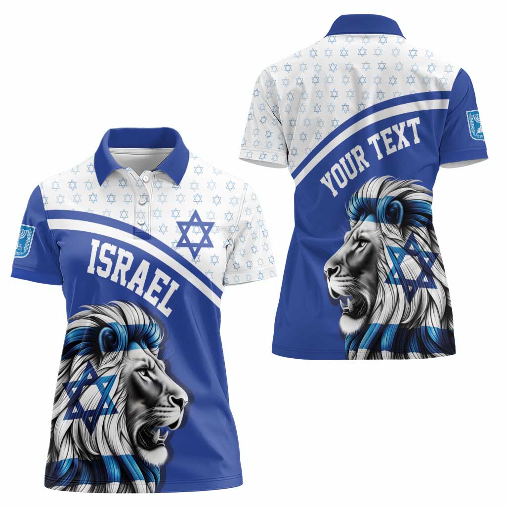 Personalized Israel Lion of Judah Women Polo Shirt Flag and Coat of arms