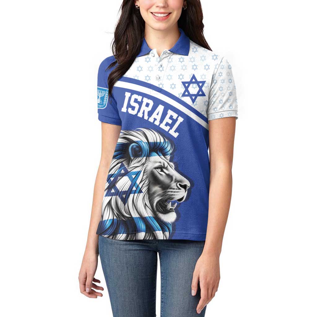 Personalized Israel Lion of Judah Women Polo Shirt Flag and Coat of arms