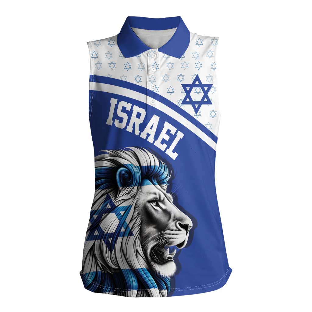 Personalized Israel Lion of Judah Women Sleeveless Polo Shirt Flag and Coat of arms