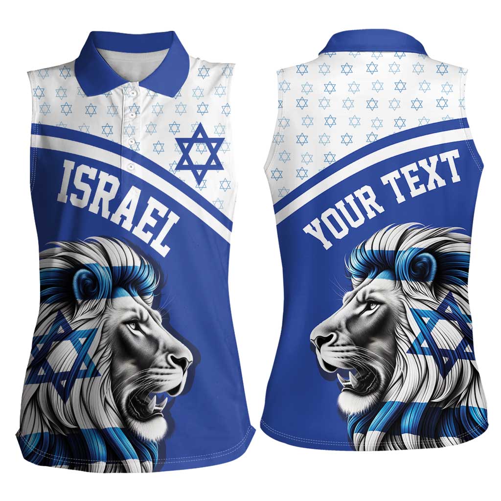 Personalized Israel Lion of Judah Women Sleeveless Polo Shirt Flag and Coat of arms