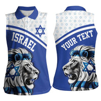 Personalized Israel Lion of Judah Women Sleeveless Polo Shirt Flag and Coat of arms