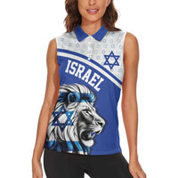 Personalized Israel Lion of Judah Women Sleeveless Polo Shirt Flag and Coat of arms