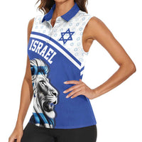 Personalized Israel Lion of Judah Women Sleeveless Polo Shirt Flag and Coat of arms