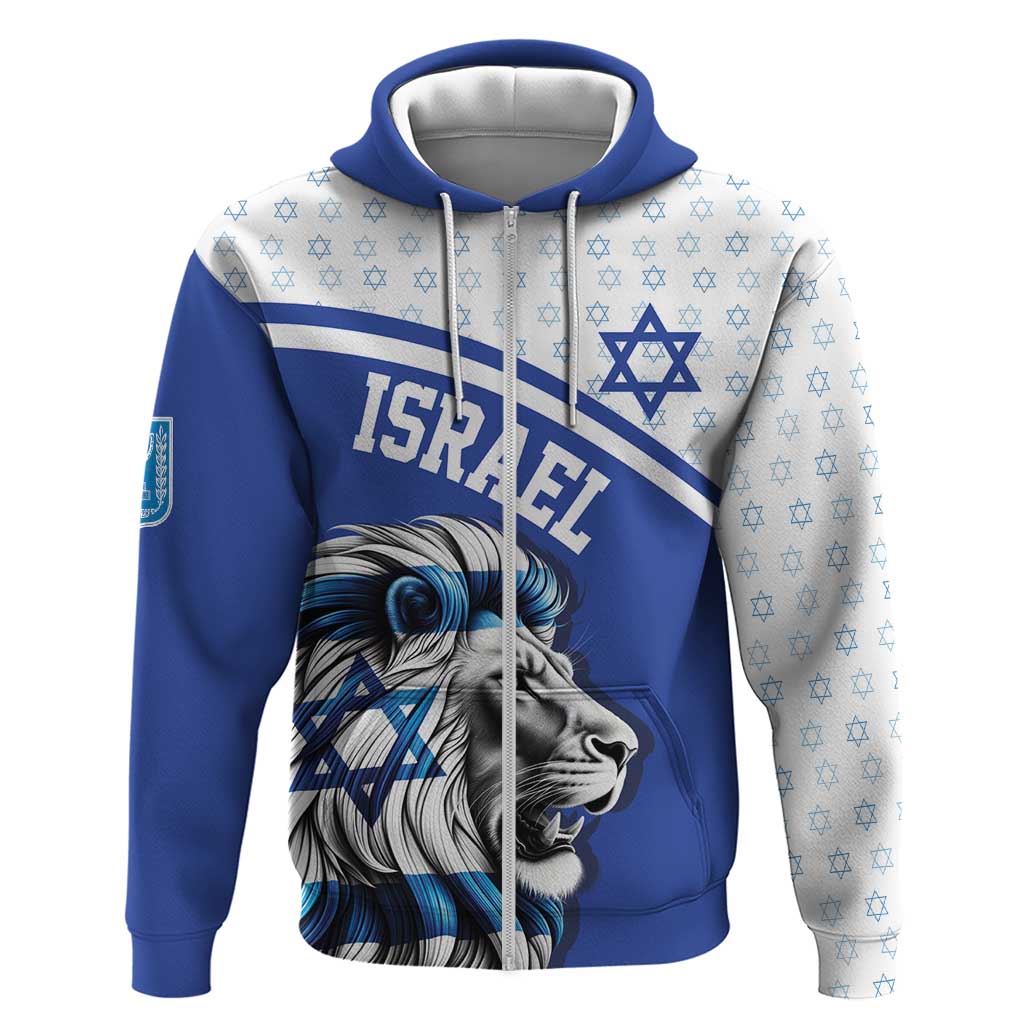 Personalized Israel Lion of Judah Zip Hoodie Flag and Coat of arms
