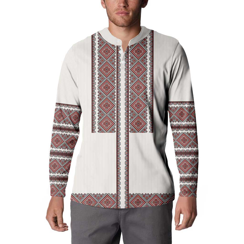 Ukraine Vyshyvanka Day Button Sweatshirt Ukrainian Folk Seamless