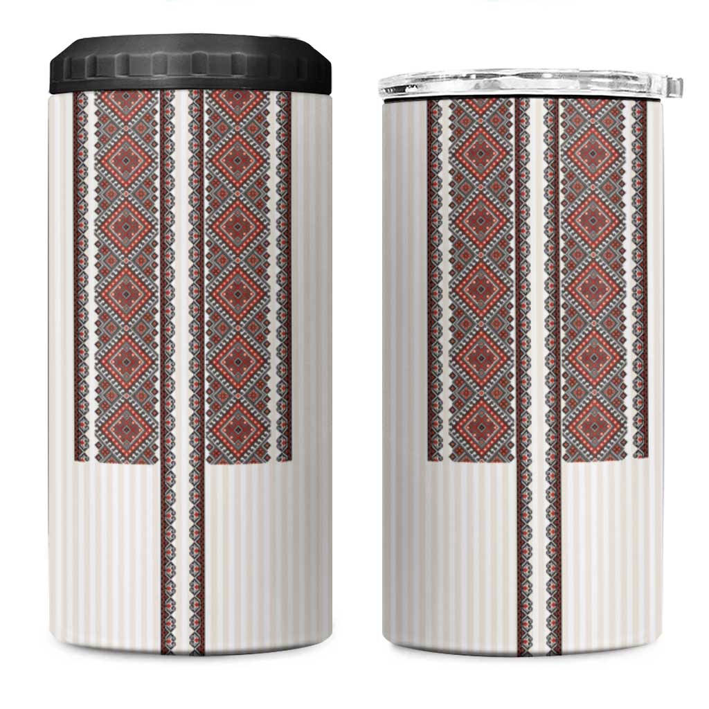 Ukraine Vyshyvanka Day 4 in 1 Can Cooler Tumbler Ukrainian Folk Seamless
