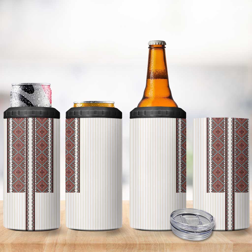 Ukraine Vyshyvanka Day 4 in 1 Can Cooler Tumbler Ukrainian Folk Seamless