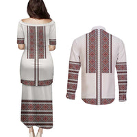 Ukraine Vyshyvanka Day Couples Matching Puletasi and Long Sleeve Button Shirt Ukrainian Folk Seamless