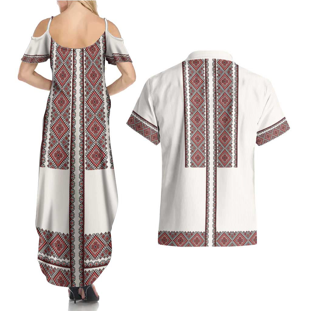Ukraine Vyshyvanka Day Couples Matching Summer Maxi Dress and Hawaiian Shirt Ukrainian Folk Seamless