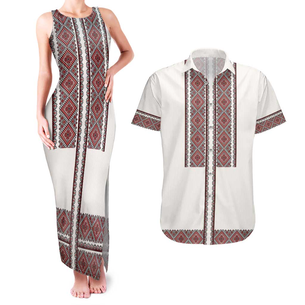 Ukraine Vyshyvanka Day Couples Matching Tank Maxi Dress and Hawaiian Shirt Ukrainian Folk Seamless