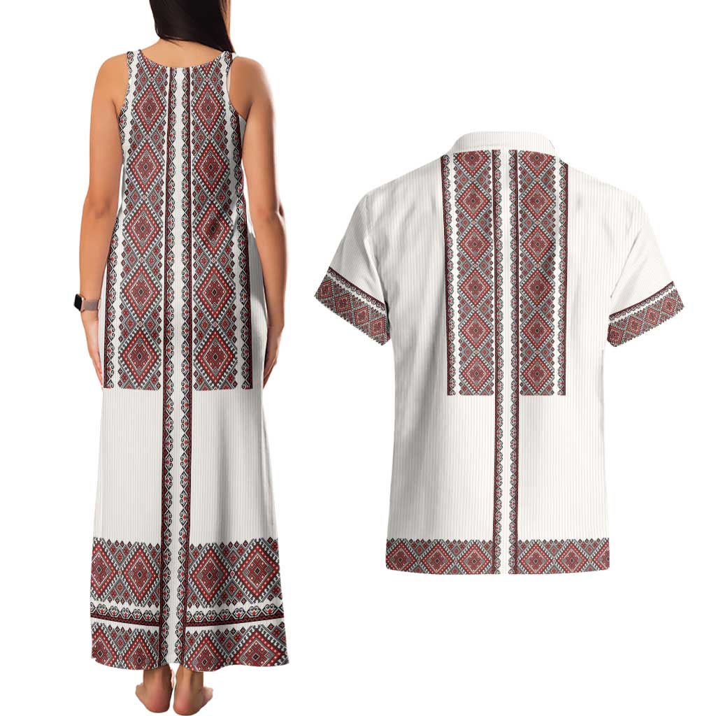 Ukraine Vyshyvanka Day Couples Matching Tank Maxi Dress and Hawaiian Shirt Ukrainian Folk Seamless