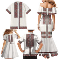 Ukraine Vyshyvanka Day Family Matching Mermaid Dress and Hawaiian Shirt Ukrainian Folk Seamless