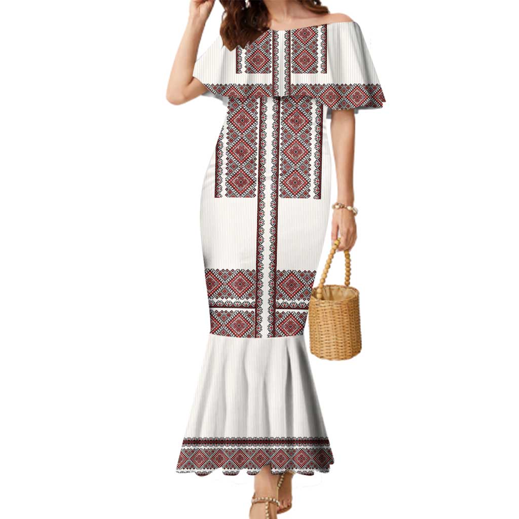 Ukraine Vyshyvanka Day Family Matching Mermaid Dress and Hawaiian Shirt Ukrainian Folk Seamless