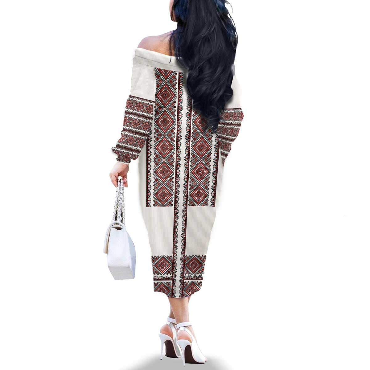 Ukraine Vyshyvanka Day Family Matching Off The Shoulder Long Sleeve Dress and Hawaiian Shirt Ukrainian Folk Seamless