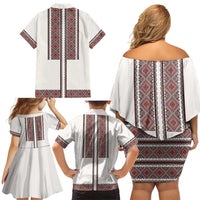Ukraine Vyshyvanka Day Family Matching Off Shoulder Short Dress and Hawaiian Shirt Ukrainian Folk Seamless