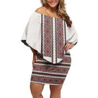 Ukraine Vyshyvanka Day Family Matching Off Shoulder Short Dress and Hawaiian Shirt Ukrainian Folk Seamless