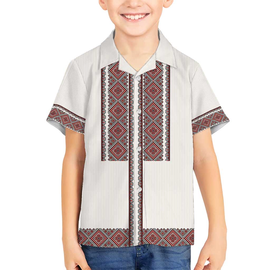 Ukraine Vyshyvanka Day Family Matching Off Shoulder Short Dress and Hawaiian Shirt Ukrainian Folk Seamless