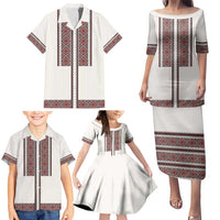 Ukraine Vyshyvanka Day Family Matching Puletasi and Hawaiian Shirt Ukrainian Folk Seamless