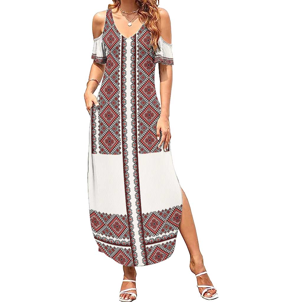 Ukraine Vyshyvanka Day Family Matching Summer Maxi Dress and Hawaiian Shirt Ukrainian Folk Seamless