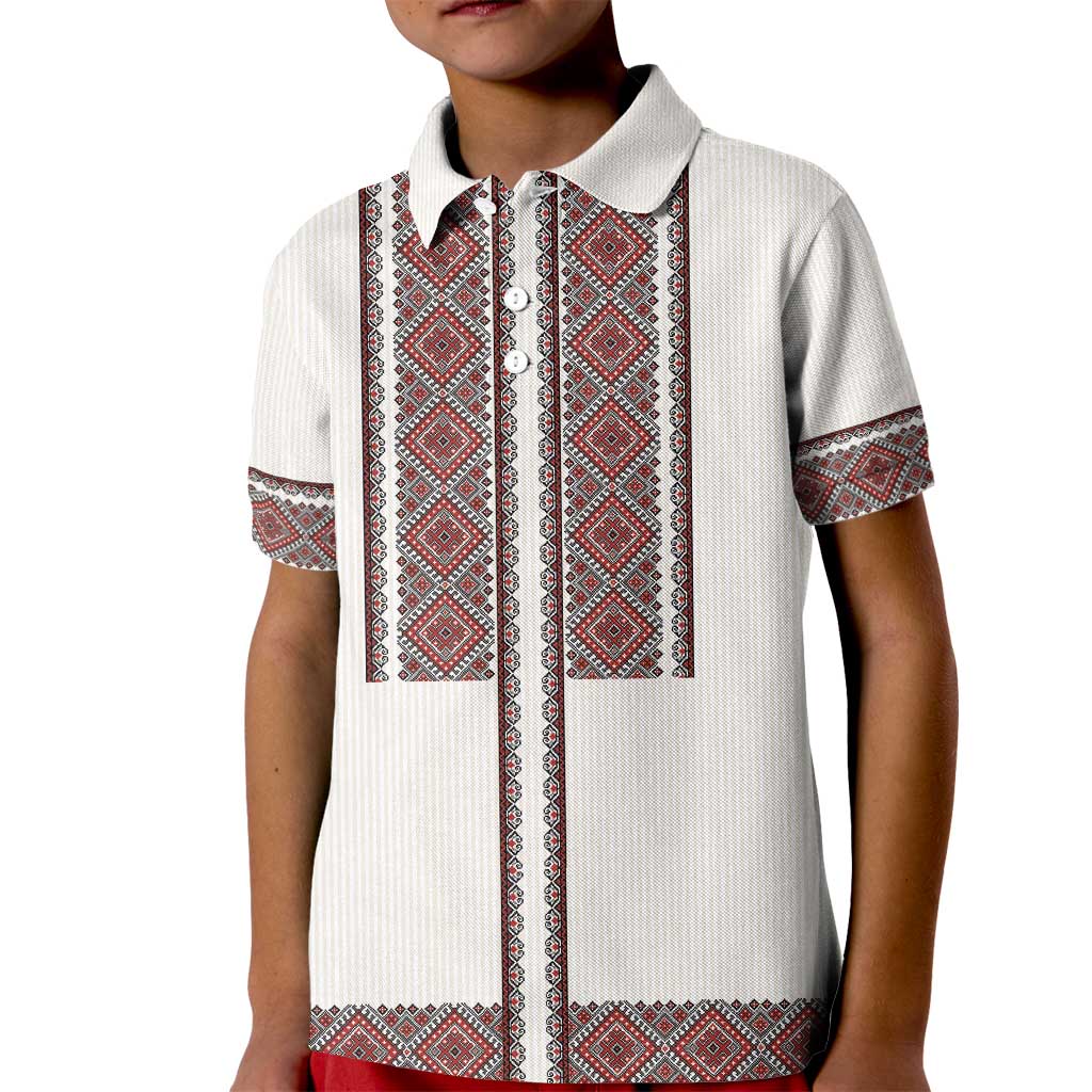 Ukraine Vyshyvanka Day Kid Polo Shirt Ukrainian Folk Seamless