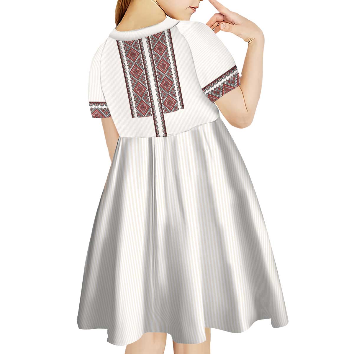 Ukraine Vyshyvanka Day Kid Short Sleeve Dress Ukrainian Folk Seamless