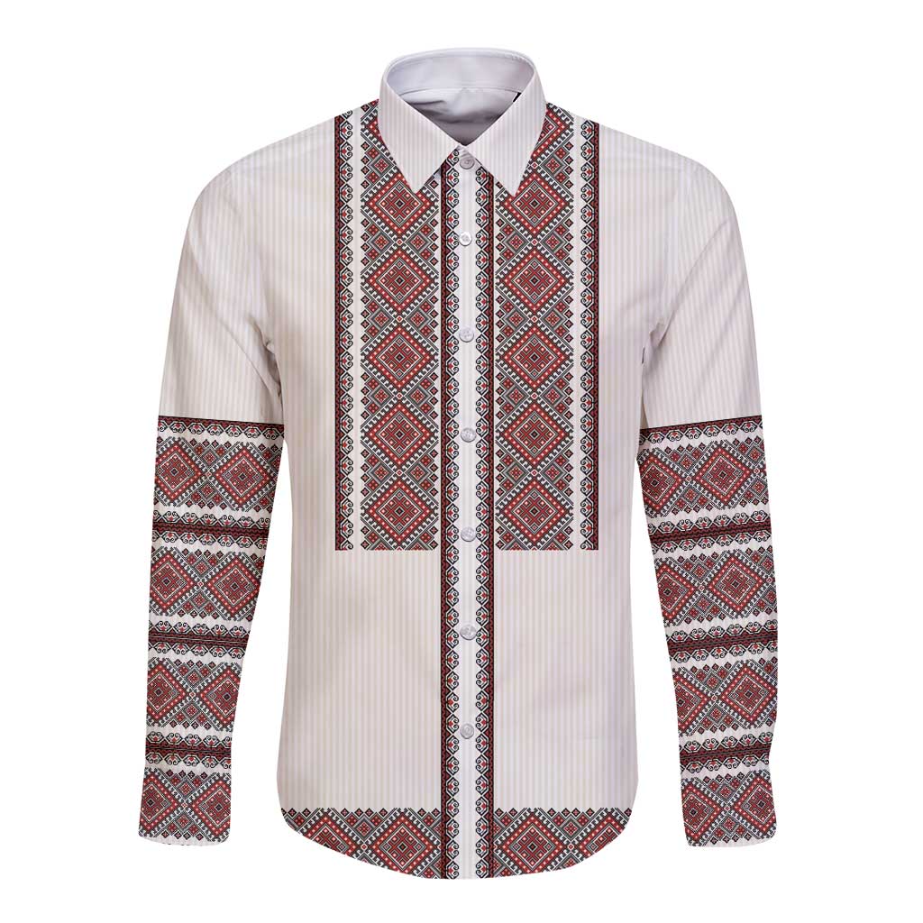 Ukraine Vyshyvanka Day Long Sleeve Button Shirt Ukrainian Folk Seamless