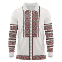 Ukraine Vyshyvanka Day Long Sleeve Polo Shirt Ukrainian Folk Seamless