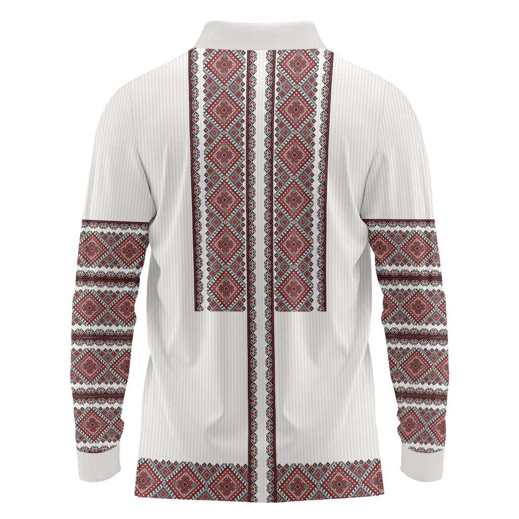 Ukraine Vyshyvanka Day Long Sleeve Polo Shirt Ukrainian Folk Seamless