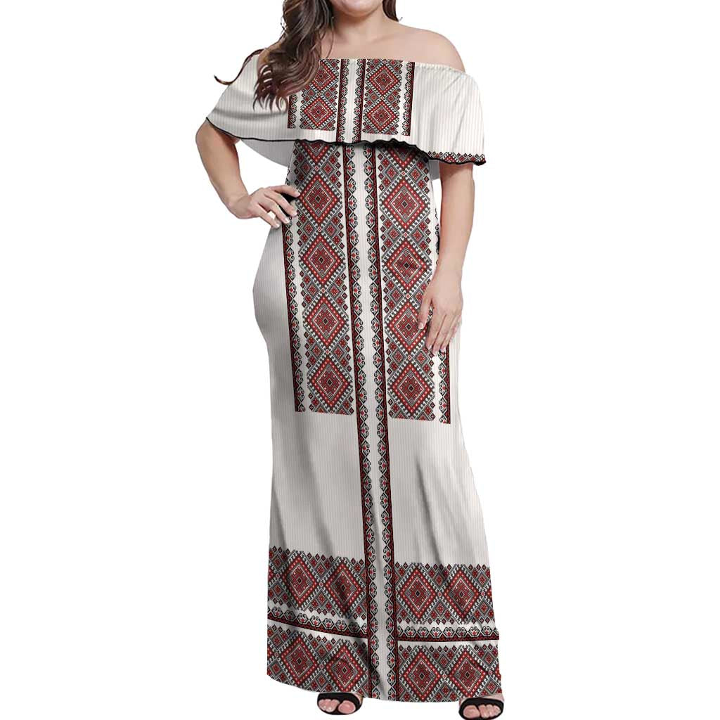 Ukraine Vyshyvanka Day Off Shoulder Maxi Dress Ukrainian Folk Seamless