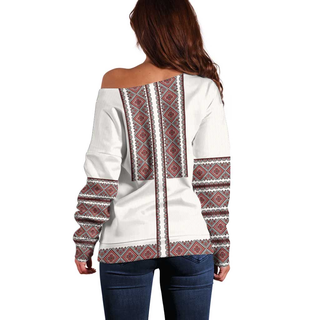Ukraine Vyshyvanka Day Off Shoulder Sweater Ukrainian Folk Seamless
