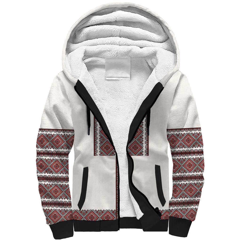 Ukraine Vyshyvanka Day Sherpa Hoodie Ukrainian Folk Seamless