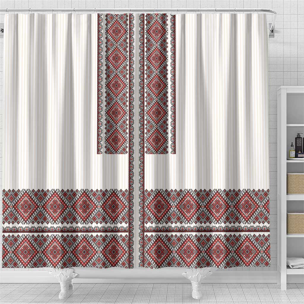 Ukraine Vyshyvanka Day Shower Curtain Ukrainian Folk Seamless