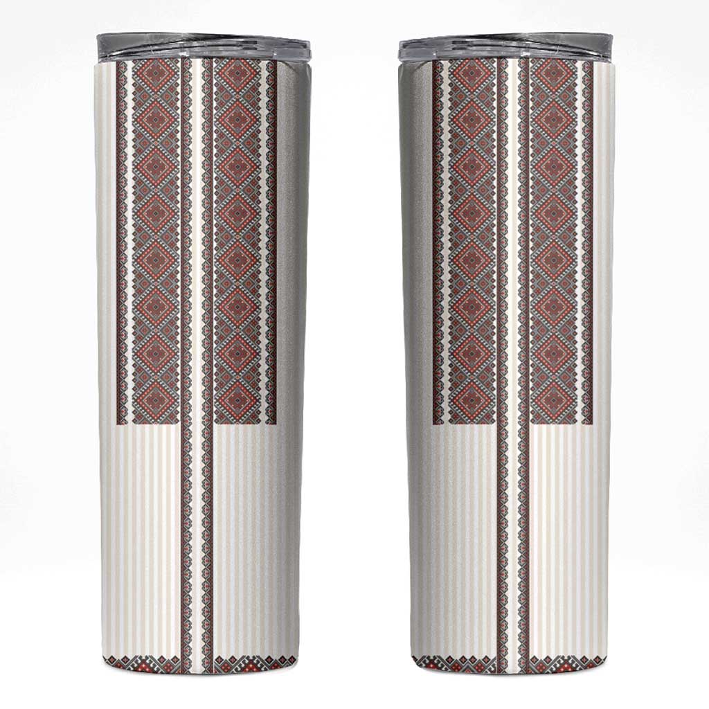 Ukraine Vyshyvanka Day Skinny Tumbler Ukrainian Folk Seamless