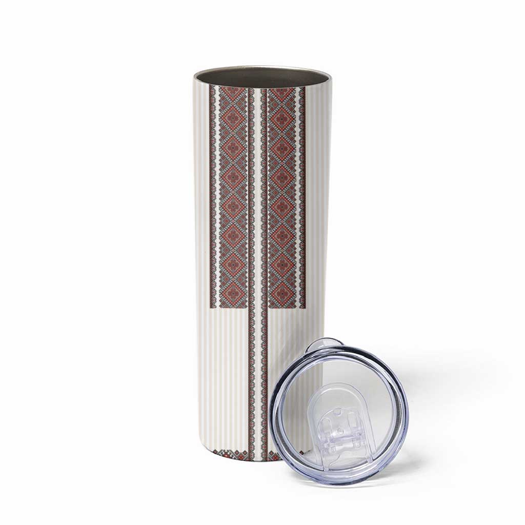 Ukraine Vyshyvanka Day Skinny Tumbler Ukrainian Folk Seamless