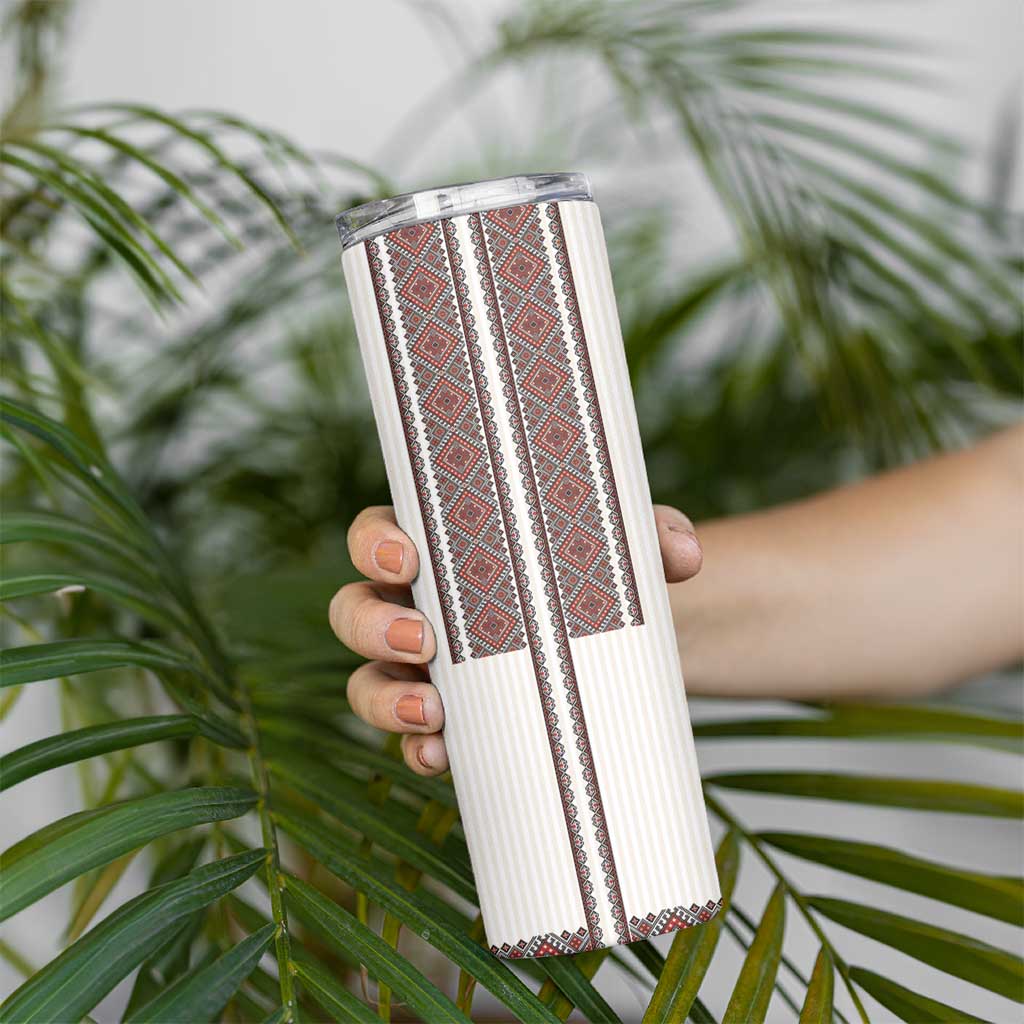 Ukraine Vyshyvanka Day Skinny Tumbler Ukrainian Folk Seamless