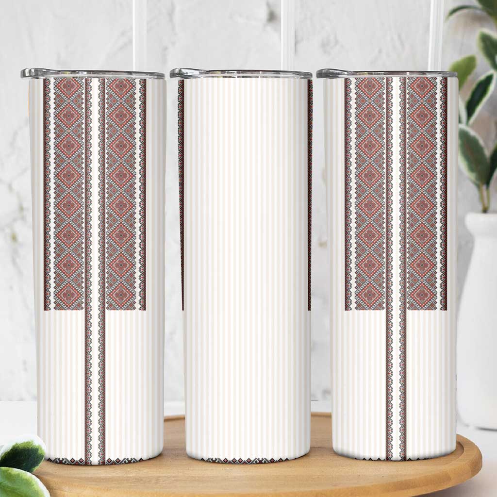 Ukraine Vyshyvanka Day Skinny Tumbler Ukrainian Folk Seamless