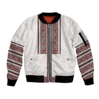 Ukraine Vyshyvanka Day Sleeve Zip Bomber Jacket Ukrainian Folk Seamless