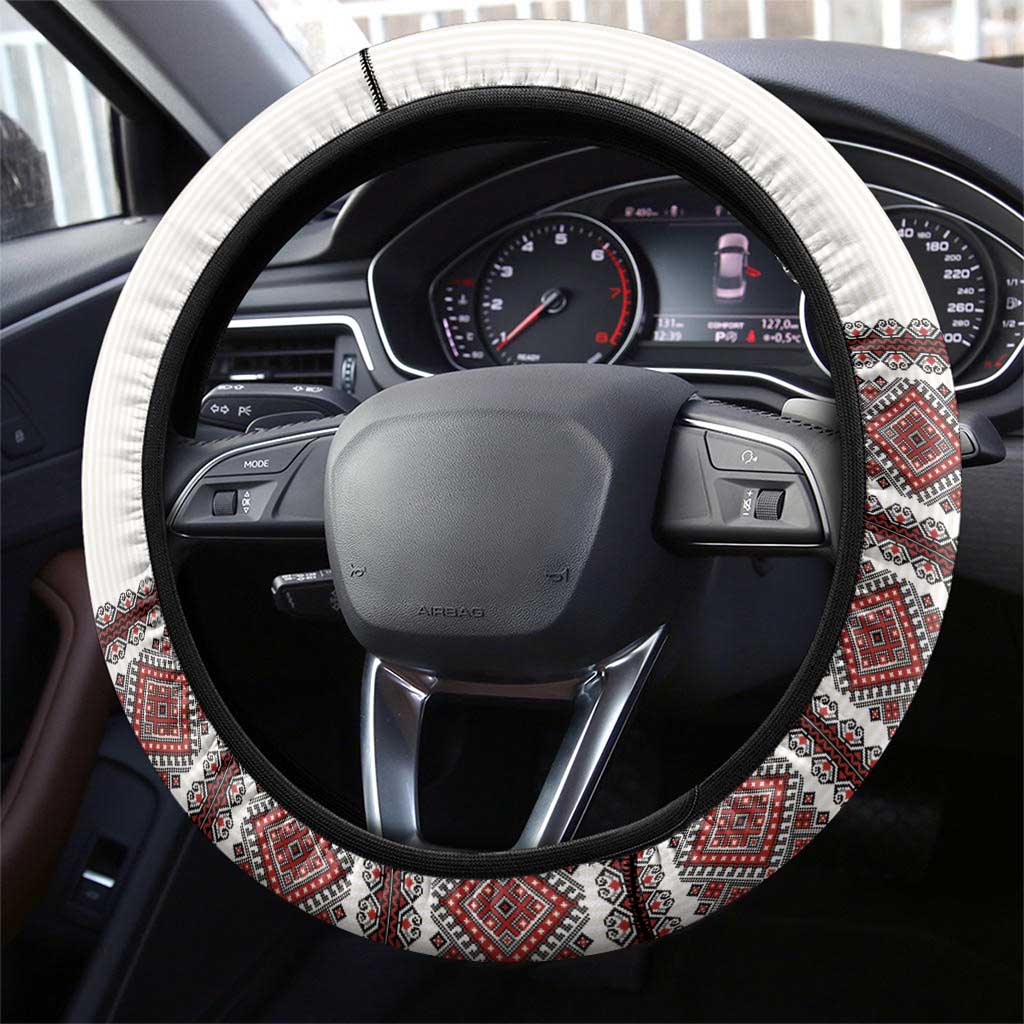 Ukraine Vyshyvanka Day Steering Wheel Cover Ukrainian Folk Seamless