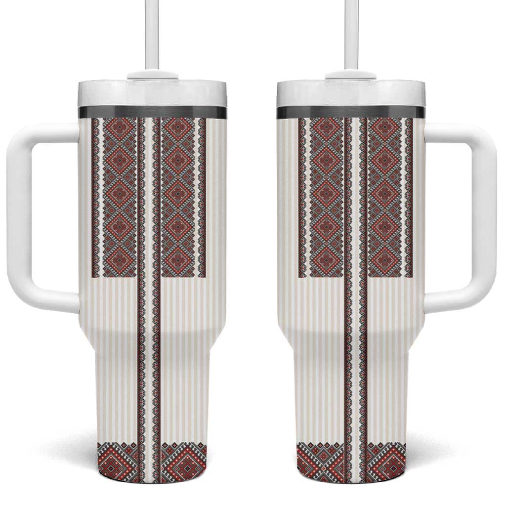 Ukraine Vyshyvanka Day Tumbler With Handle Ukrainian Folk Seamless