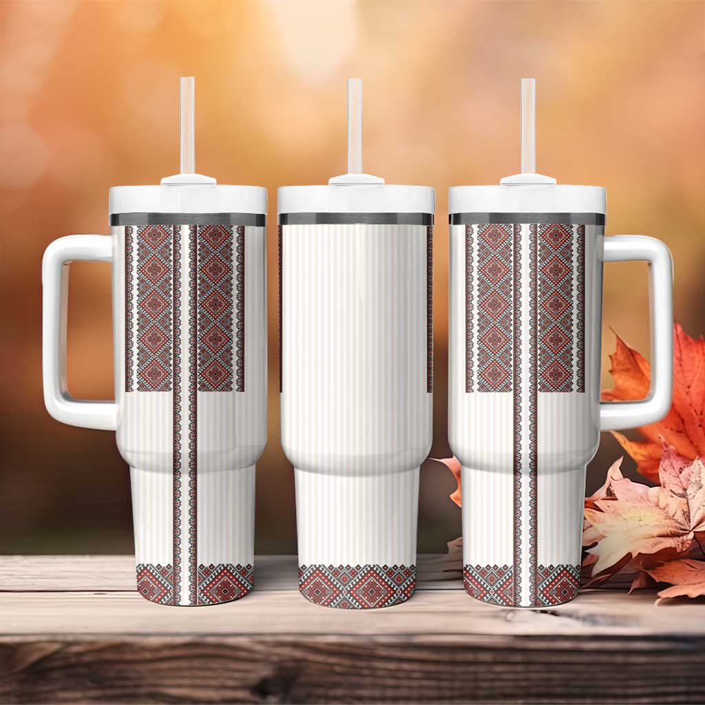 Ukraine Vyshyvanka Day Tumbler With Handle Ukrainian Folk Seamless