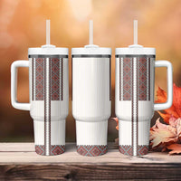 Ukraine Vyshyvanka Day Tumbler With Handle Ukrainian Folk Seamless