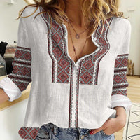 Ukraine Vyshyvanka Day Women Casual Shirt Ukrainian Folk Seamless