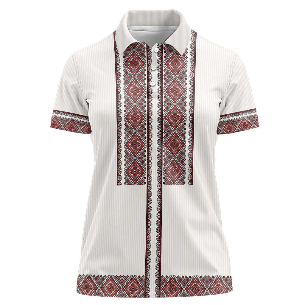 Ukraine Vyshyvanka Day Women Polo Shirt Ukrainian Folk Seamless